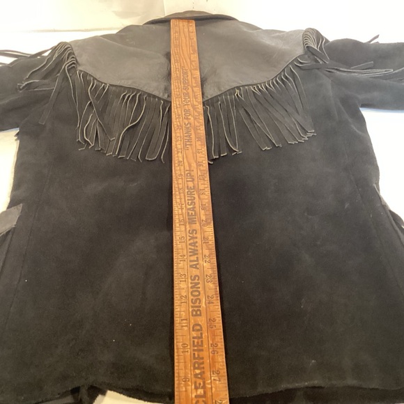 Wilsons Leather Vintage Women's Western Fringed Black Leather Jacket size small - Picture 11 of 14